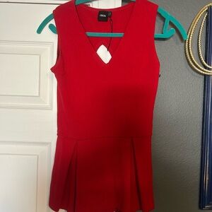 ASOS Red V-Neck Sleeveless Blouse